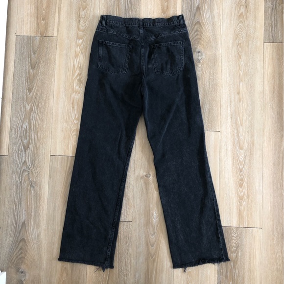 Zara The 90s Full Length High Rise Black Raw Hem Jeans - Picture 7 of 8